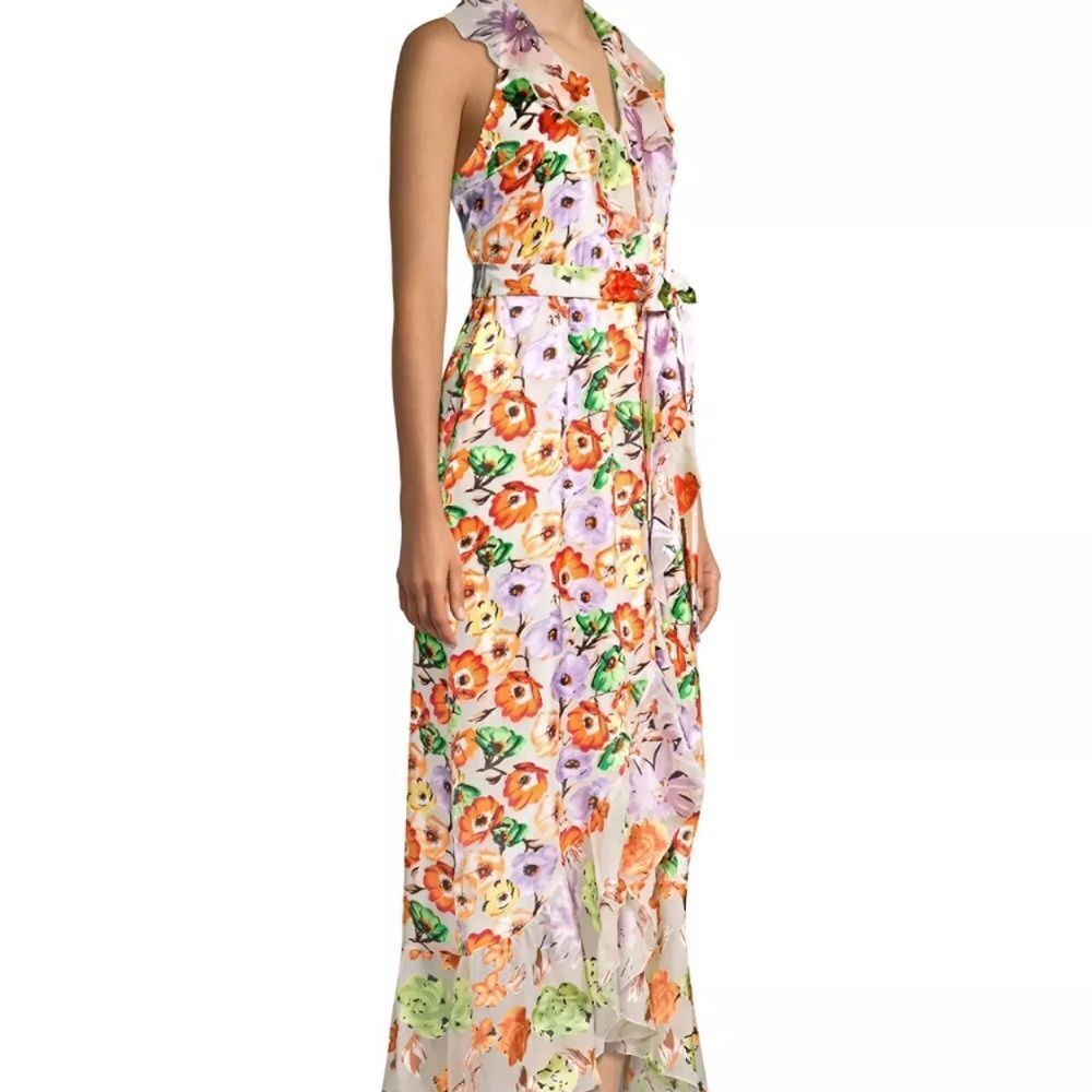 Alice + Olivia Floral Maxi Dress in White, Orange, Green, Purple - Picture 2 of 8